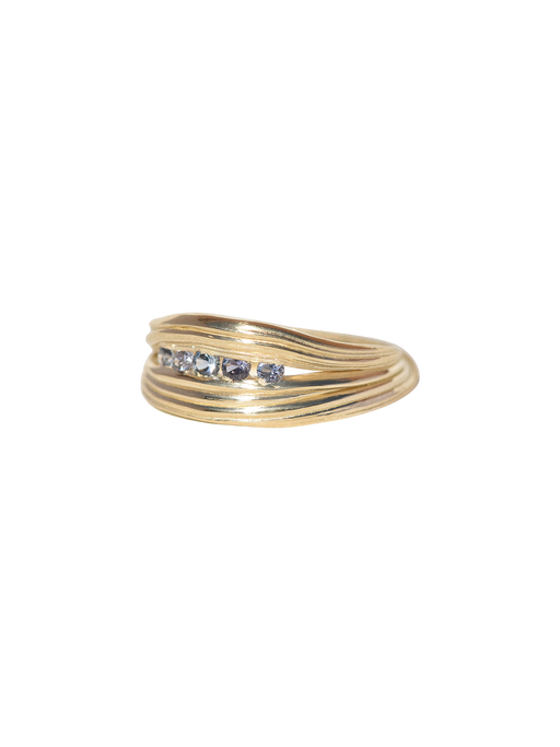 Yogo sapphire ligne ring in 14k gold photo