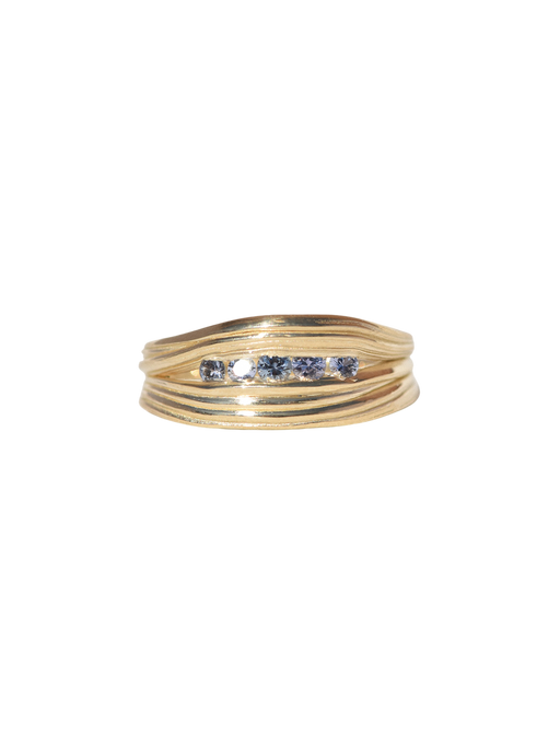 Yogo sapphire ligne ring in 14k gold photo