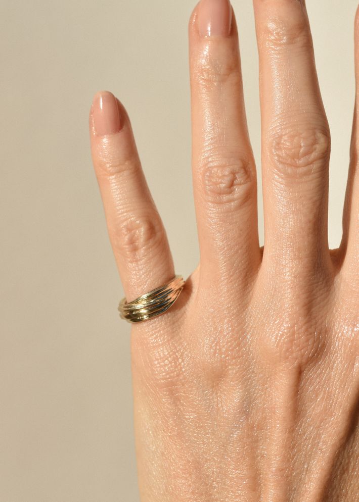 Gold folded pinky ring