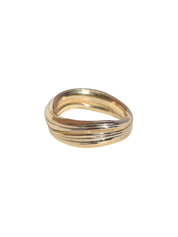 Gold folded pinky ring