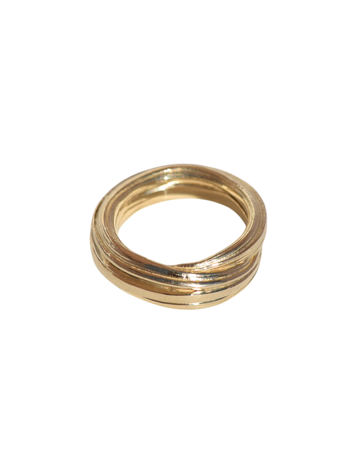 Gold folded pinky ring photo