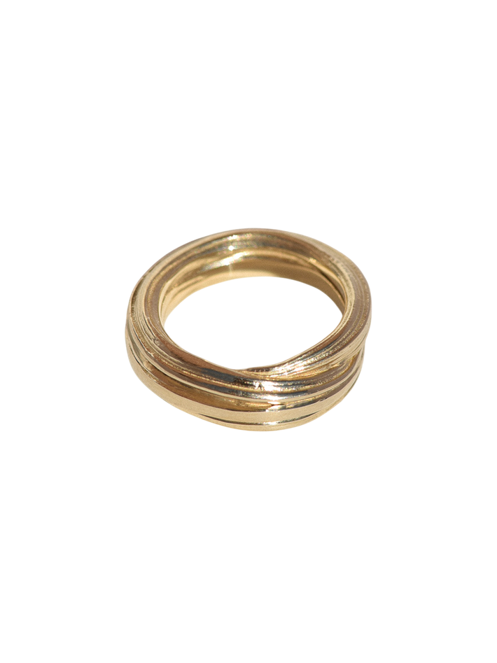 Gold folded pinky ring