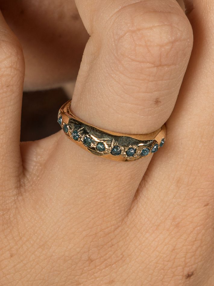 Mini blue diamond ring