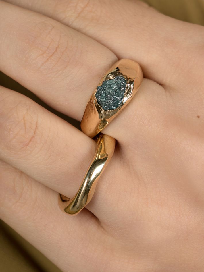 Raw blue diamond solitaire ring i