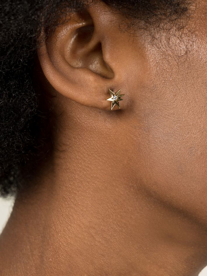 Bang diamond stud earrings with diamond earjacket