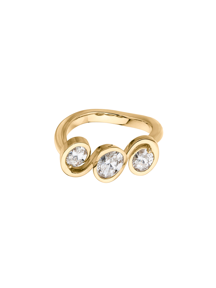 Lulalaba three stone diamond ring