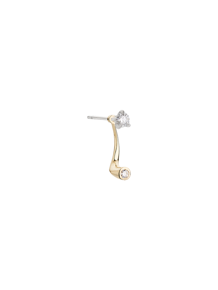 Bombette diamond solitaire stud earrings with earjacket