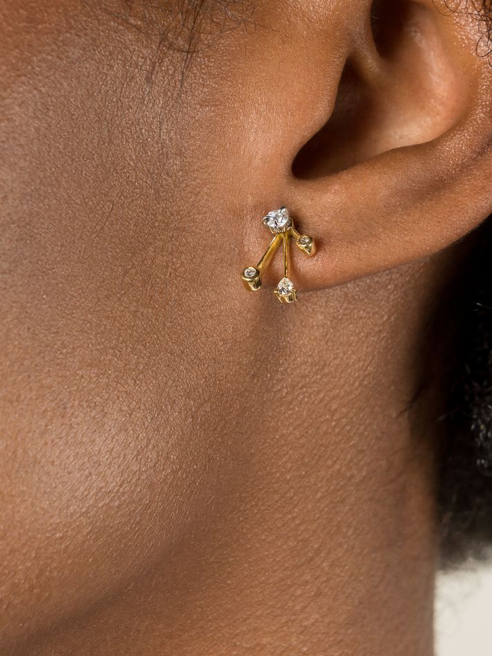 Bombette diamond solitaire ear studs