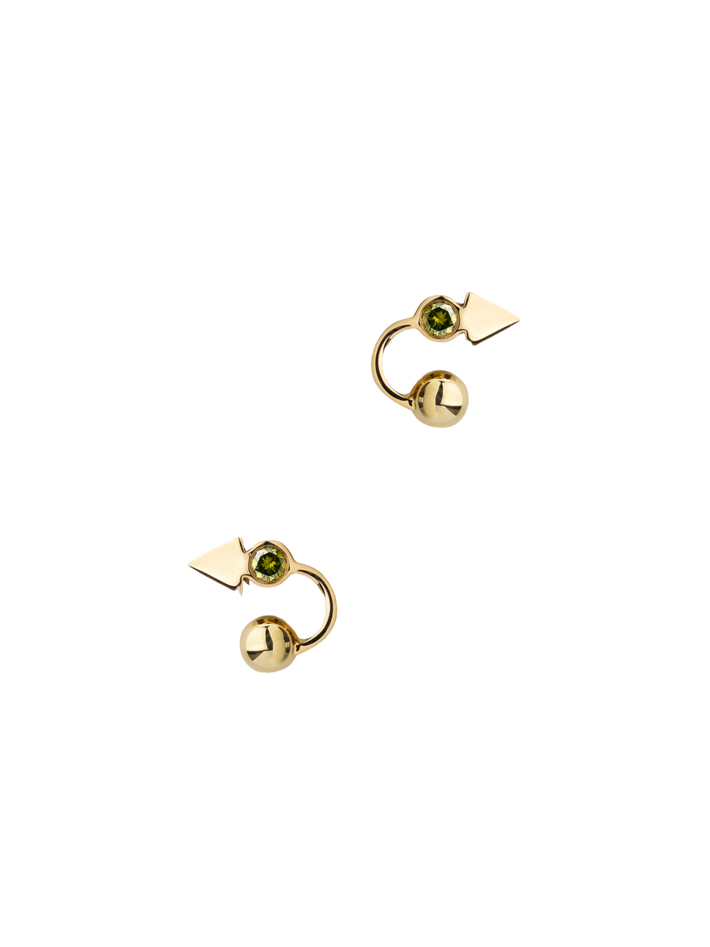 Microdot green diamond earrings