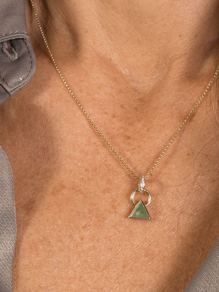 Foundation moss agate & white diamond pendant necklace