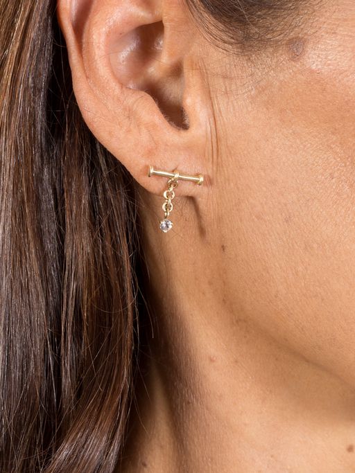 Permanence gemstone chain drop earrings photo