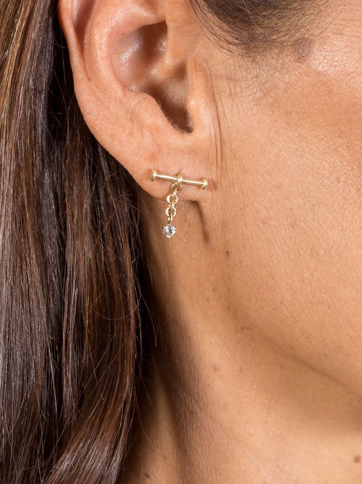 Permanence gemstone chain drop earrings