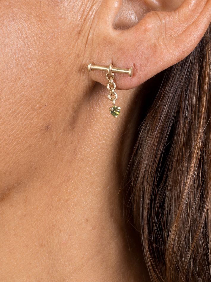 Permanence gemstone chain drop earrings