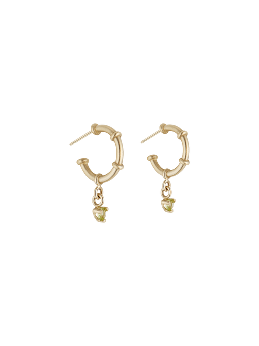 Auspicious gemstone drop hoop earrings photo