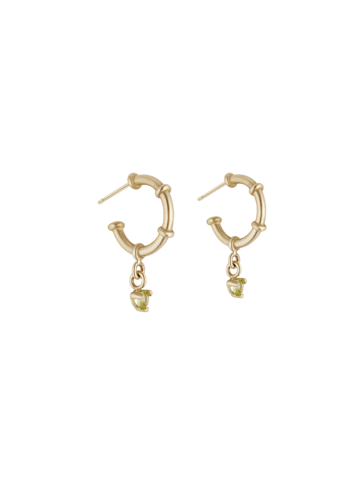 Auspicious gemstone drop hoop earrings