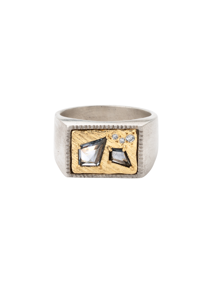 Collage signet ring large -gray sky