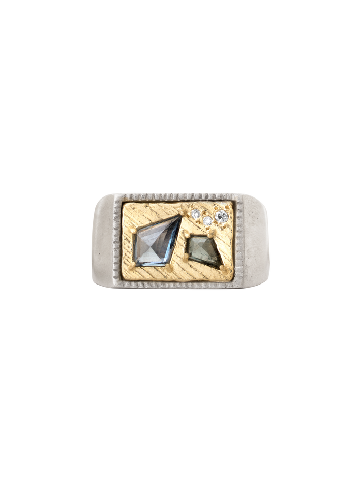 Collage signet ring large -gray sky