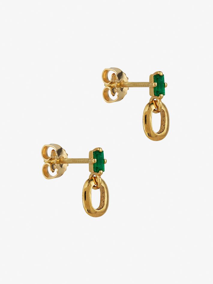 XS link baguette emerald studs