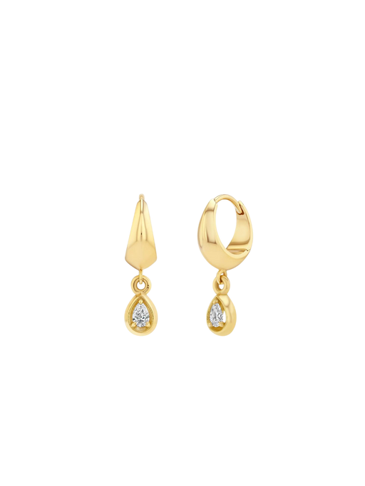 Small Crescent with diamond pear bezel dangle photo