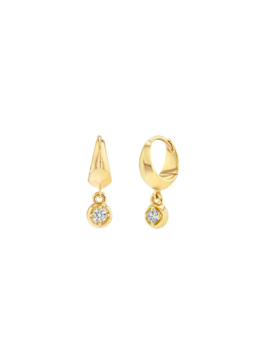 Small Crescent with diamond round bezel dangle photo