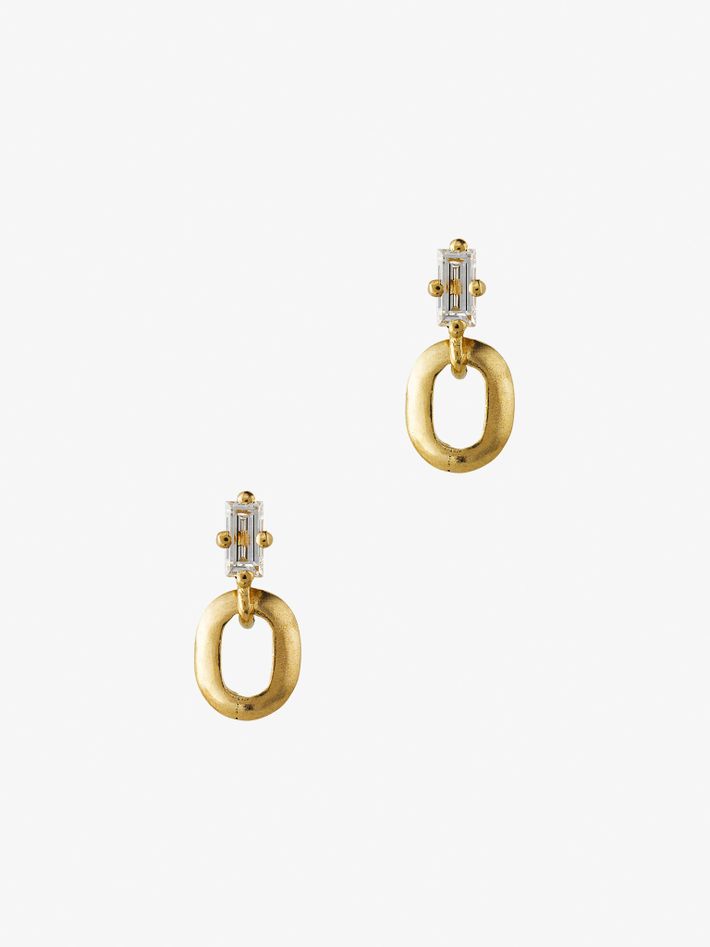 Xs link baguette diamond studs