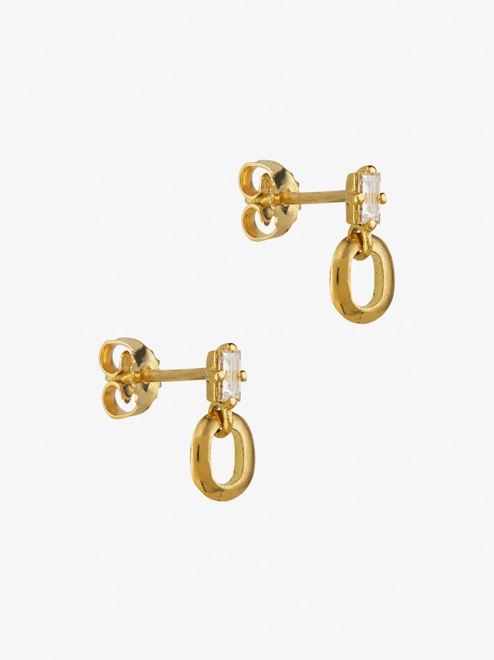 XS link baguette diamond studs