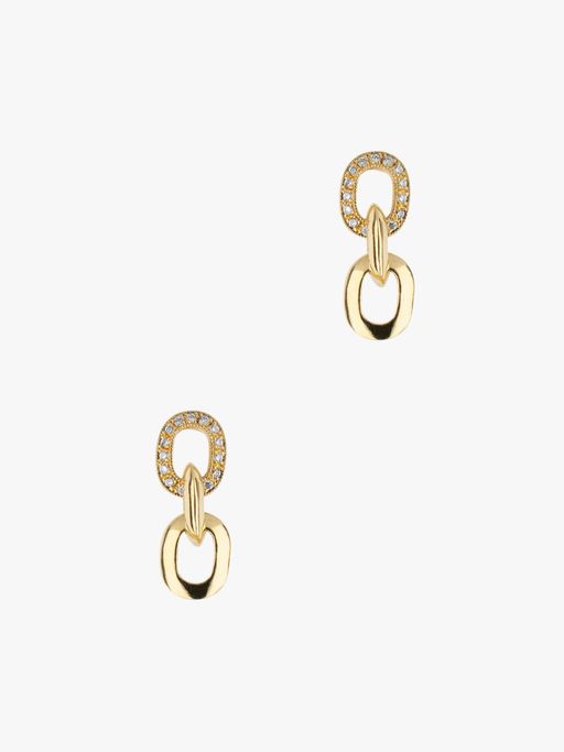 XS pavé diamond link drop earrings photo