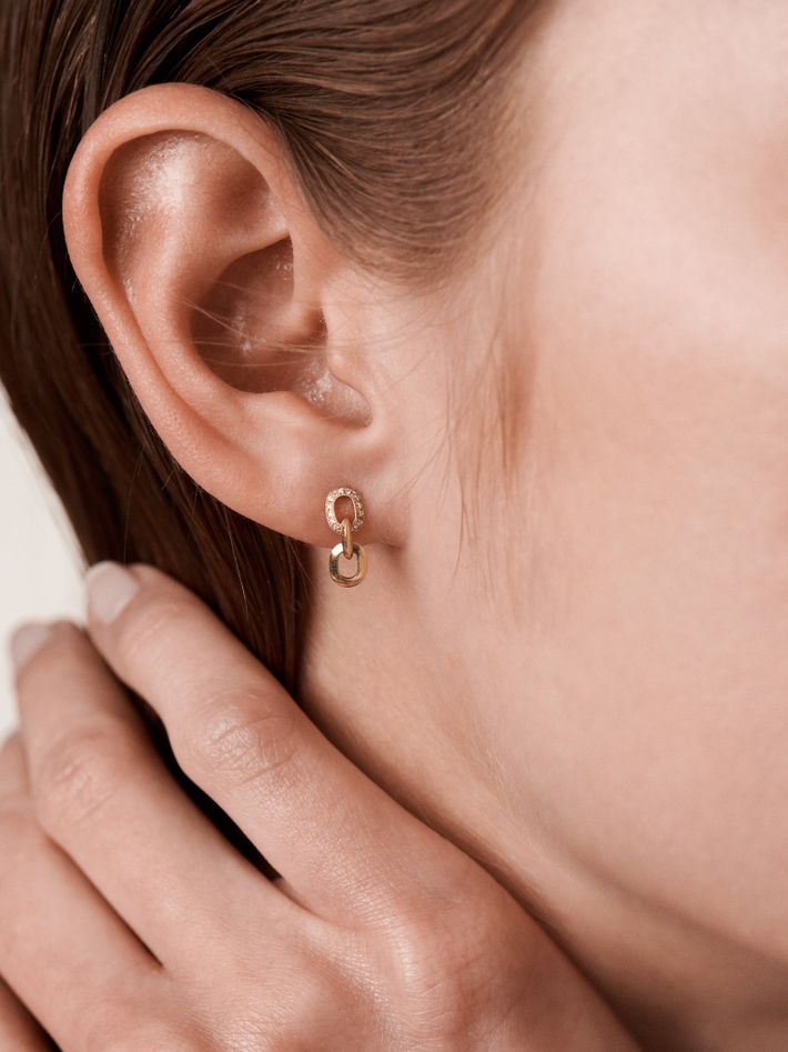 XS pavé diamond link drop earrings
