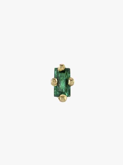 Baguette emerald mini stud photo