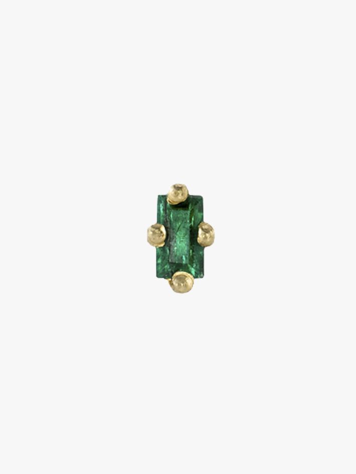 Baguette emerald mini stud