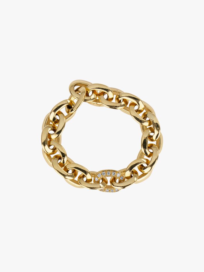 Knife edge chain ring with pavé diamond link