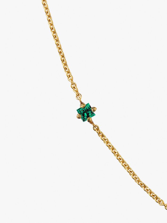 Princess cut emerald floating necklace