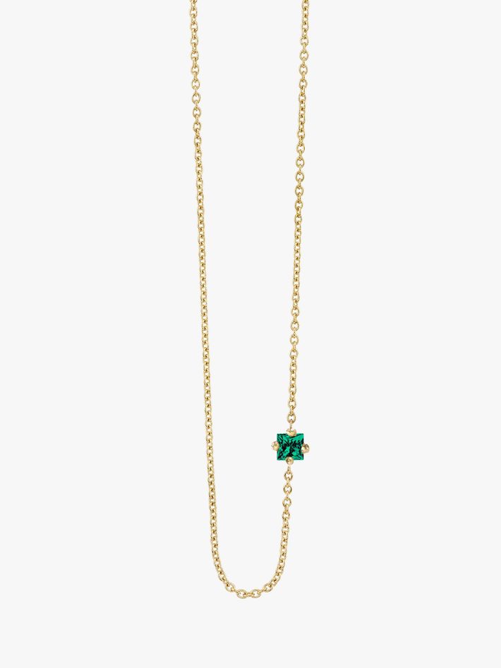 Princess cut emerald floating necklace