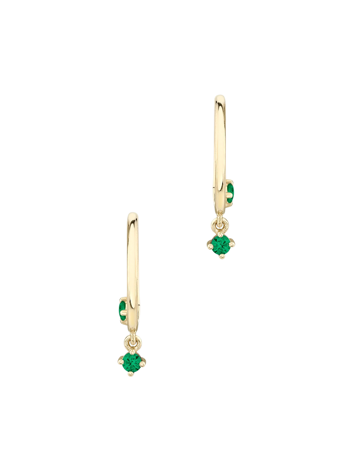 Seamless star huggie with emerald drop 