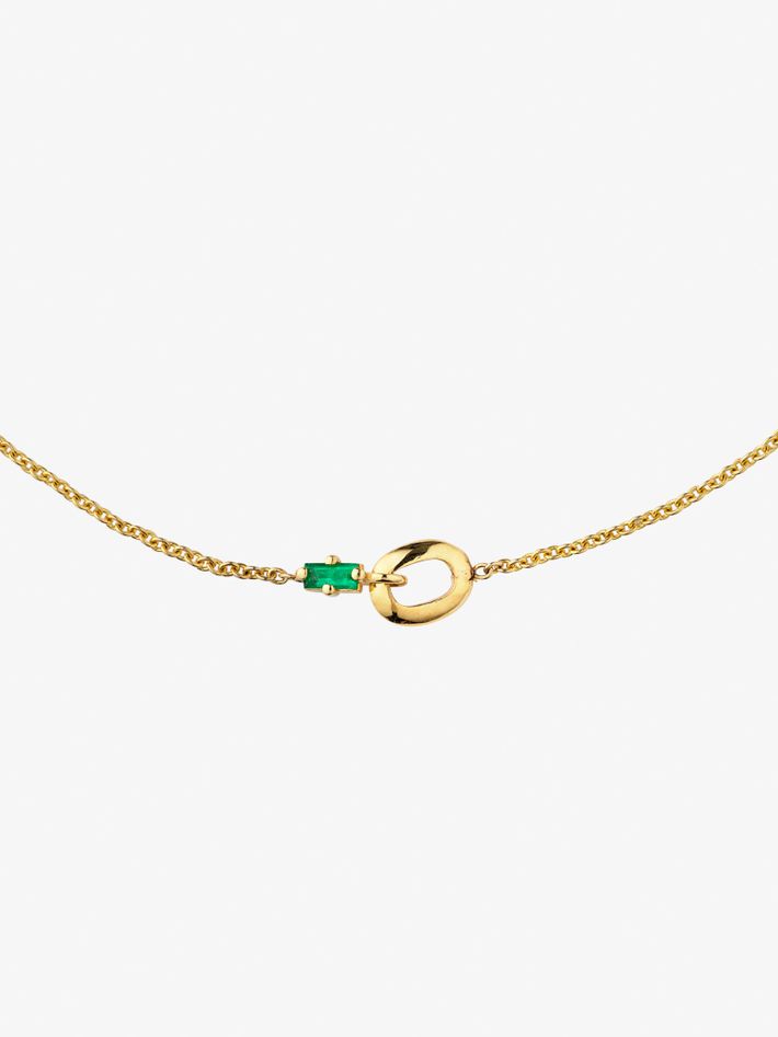 XS link baguette emerald necklace