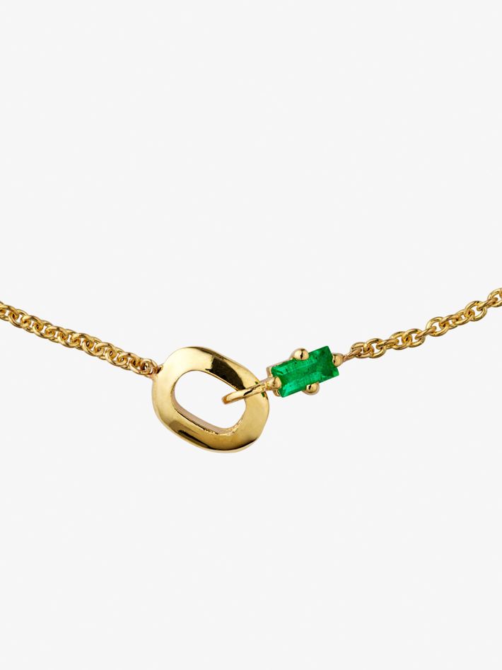 XS link baguette emerald bracelet