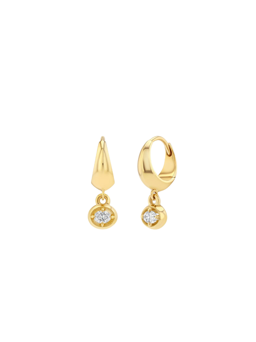 Small Crescent with diamond oval bezel dangle photo