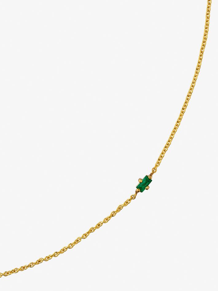 Floating baguette emerald necklace