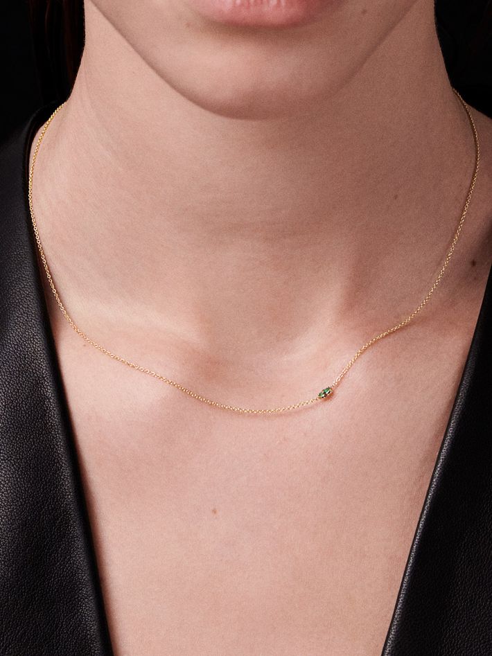 Floating baguette emerald necklace