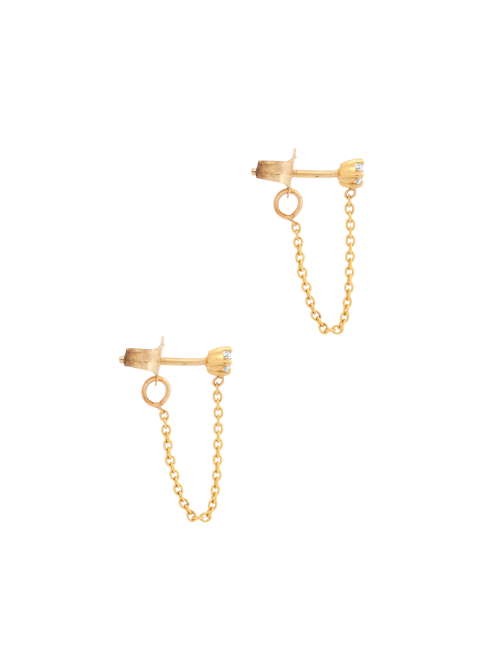 Floating round diamond chain earrings