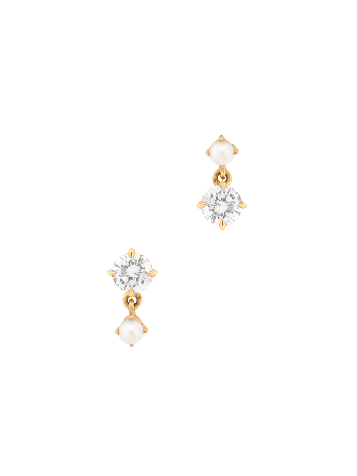 Alternating diamond and pearl drop earrings