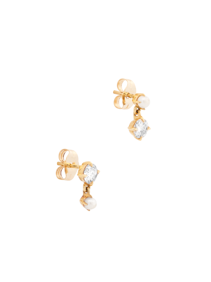 Alternating diamond and pearl drop earrings