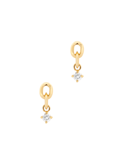 XS link round diamond drop earrings photo