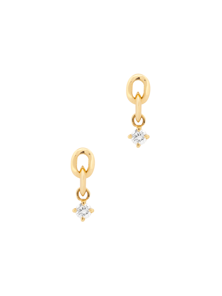 XS link round diamond drop earrings