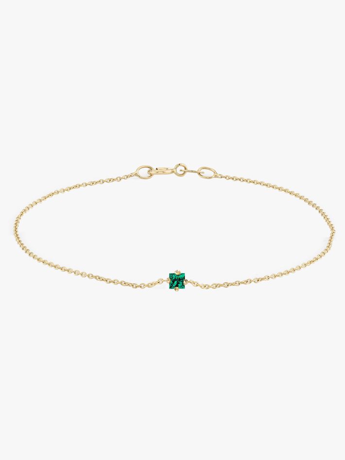 Princess cut emerald floating bracelet