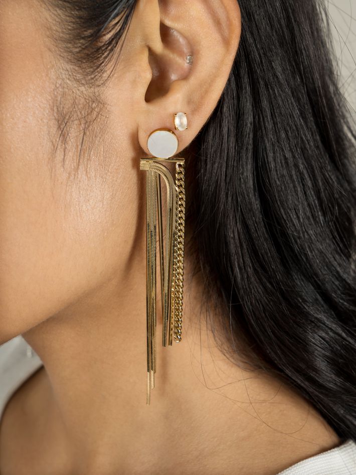 Stylish silver-plated or gold-plated cuff earring in the form of a Female  Figure, for ears without piercing - . Gift Ideas