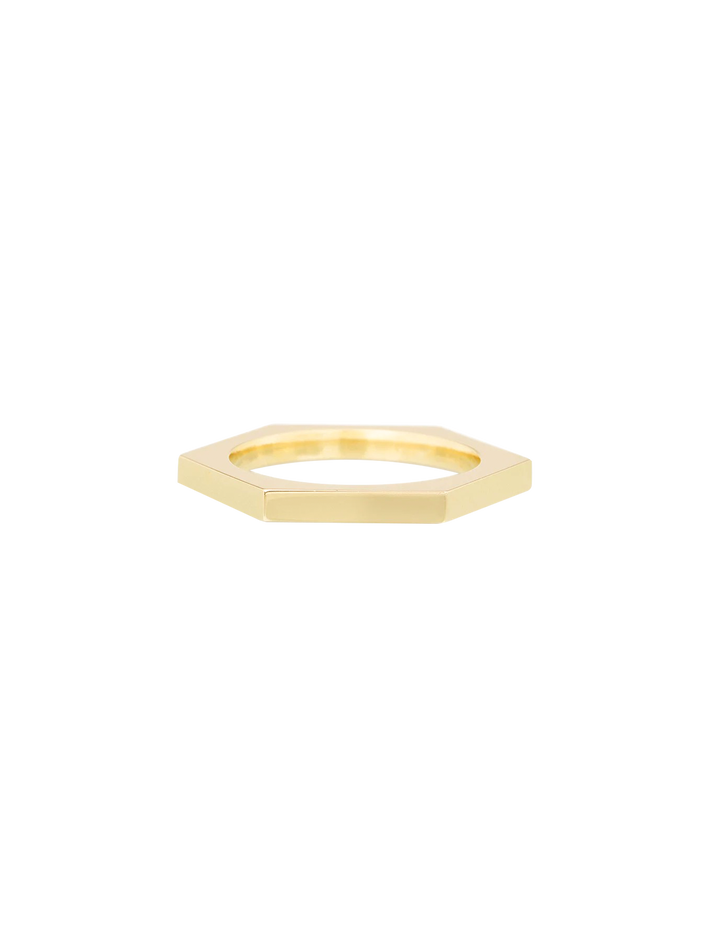 Solid Brass Hexagon Ring