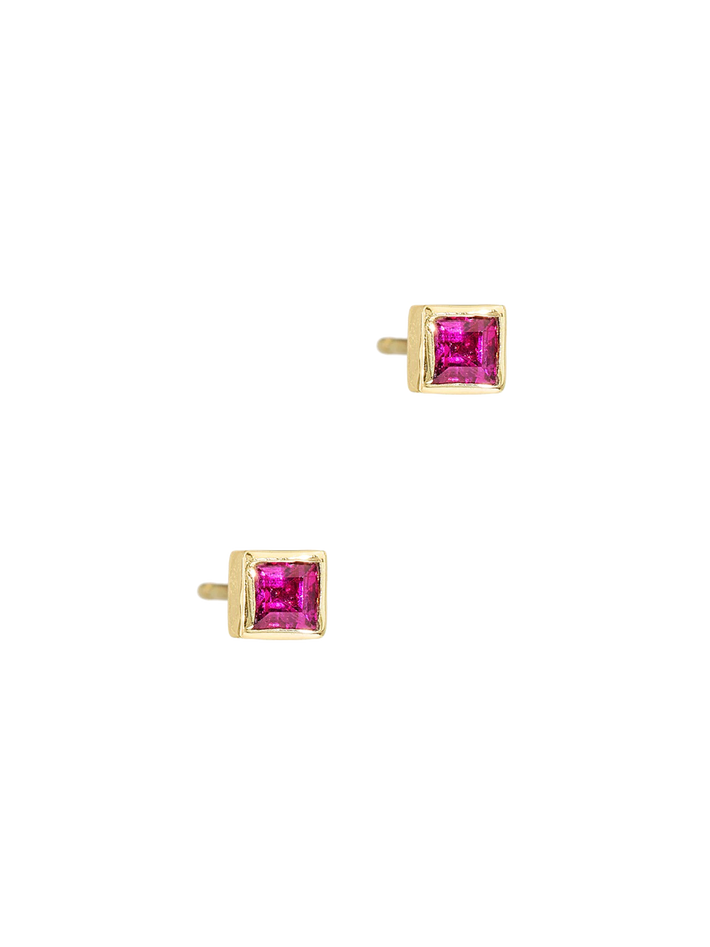 Ruby Square Studs by Love Zoelle Fine Jewelry Finematter