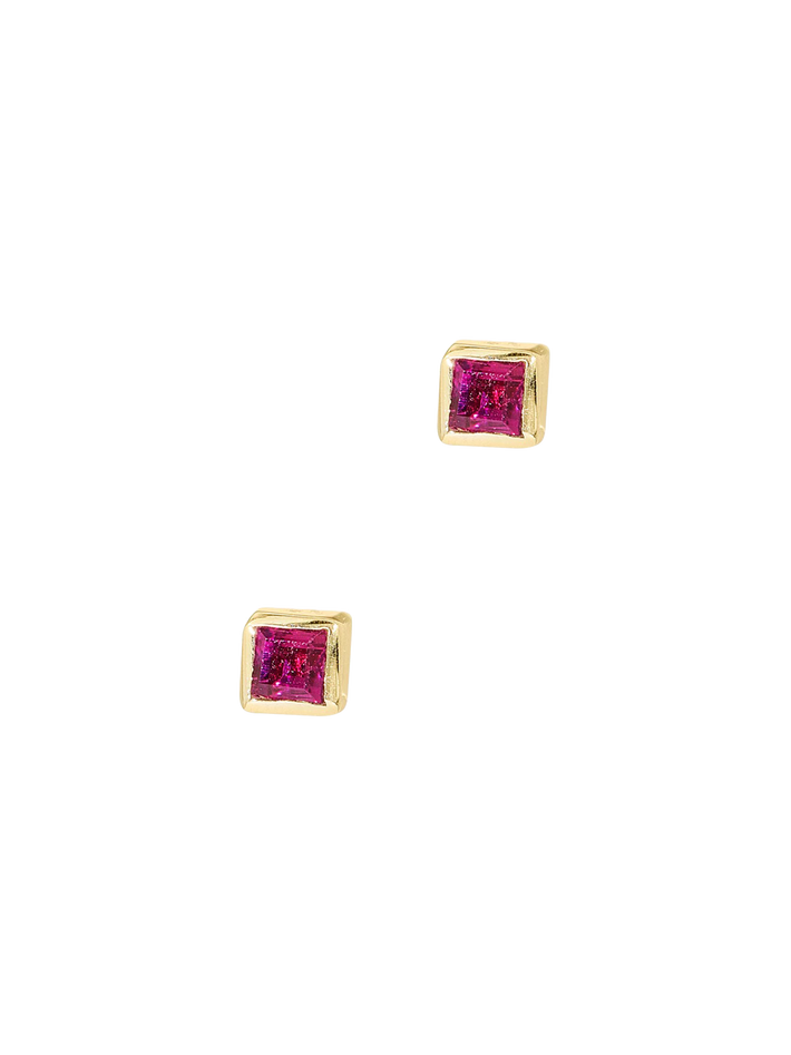 Ruby Square Studs