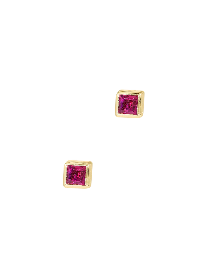 Ruby Square Studs by Love Zoelle Fine Jewelry Finematter